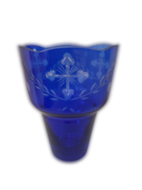 5 1/8&quot; Blue Orthodox Handmade Carved Vigil Oil Lamp Votive Glass 13cm - £24.62 GBP