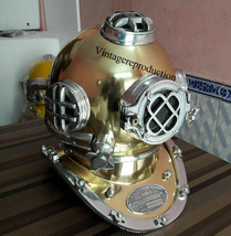 Vintage Antique Brass Scuba Mark V Us Navy  Deep Diving Divers Helmet - £134.55 GBP