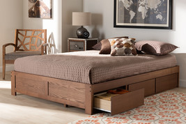 Wycliff Walnut Finished 3-Drawer Full Size Platform Storage Bed - $5,760.62 MXN
