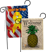 Classic Pineapple Burlap - Impressions Decorative Support Our Troops Garden Flag - £27.95 GBP