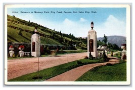 Memory Park Entrance Gate Salt Lake City Utah UT UNP WB Postcard W20 - £2.29 GBP