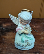 Vtg Napco Angel Figurine May Birthday Girl Flowers A1365 Spaghetti Japan - £14.75 GBP