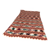 Vintage Hand-Knitted Chevron Blanket – 40 x 69 – Retro Zigzag Throw - $654.29 MXN