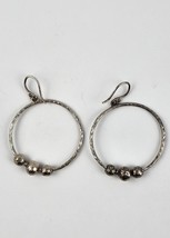 Silpada Sterling Silver Hammered Hoop triple slide bead earrings thailand - $36.62