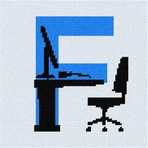 Pepita Needlepoint kit: Letter F Office Chair, 7&quot; x 7&quot; - $50.00+