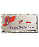 #118 RED HAT SILVER BLING CRYSTAL EDGED PERSONALIZED NAME BADGE MAGNET F... - €23,85 EUR