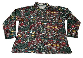 VTG Roses Fashionwear Quarter-Zip Shirt Top AOP Multicolor Size Large - $16.69