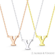 Initial Letter &quot;Y&quot; 14k Rose White Yellow Gold Alphabet Pendant &amp; Chain Necklace - £118.67 GBP
