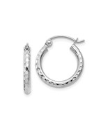 Finest Gold 2 x 15 mm 14K White Gold Diamond-Cut Round Tube Hoop Earring... - €120,29 EUR