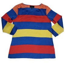 Cynthia Rowley Women&#39;s Shirt Blouse Small Stripes Anchor Buttons 3/4 Sleeves - £12.48 GBP