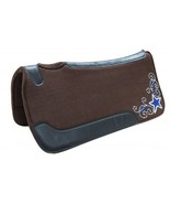 Western Horse Saddle Pad 31&quot; L X 1&quot; Thick Brown Wool Felt w/ Crystal Rhi... - $79.90