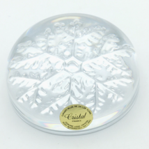 CRISTAL glass snowflake paperweight - vintage clear 24% lead crystal dome France - £7.92 GBP