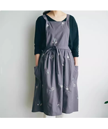 Women&#39;s Summer Embroidery Floral Gray Apron - €17,35 EUR