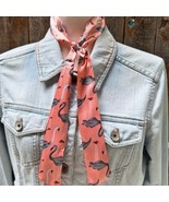 Pink and Grey Flamingo Western Skinny Cowgirl Mini Wild Rag Scarf Necktie - $350.26 MXN