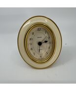 Vintage Gruen West Germany Brass Oval Ivory Gold Small Mantle Alarm Clock - $70.64 CAD