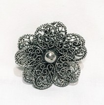 Flower Floral Open Scrollwork Brooch Pin Silver Tone 1.5&quot; Vintage Layere... - $23.75