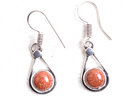 Handcrafted Silver Plated Round Sun Stone Gorgeous Earrings For Women Pa... - £25.11 GBP