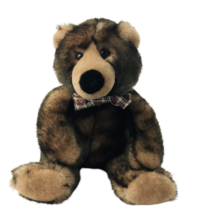 Aurora World Plush 13 inch Bear Plaid Bow Tie Chiro Cub Variegated Browns - £21.34 GBP