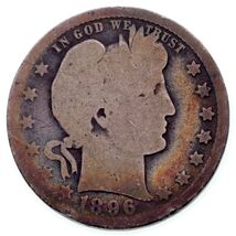 1896-O Barber Quarter in About Good+ Condition, Just Misses Good, Cool T... - $73.04