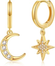 Huggie Earrings for Women 14K Gold Plated Beach Earrings Starfish Butterfly Moon - £19.12 GBP