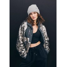 New Free People Hit The Slopes Sequin Jacket Size X-Small $298 Graphite  - £124.29 GBP