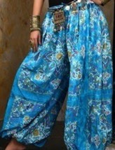 BLUE TURQ RAINBOW  TRIBAL GYPSY BOHEMIAN DELUXE ATS GYPSY PANTALOONS  - $107.83 CAD