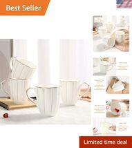 Coffee Mug Set of 413.5oz, Luxury British Design with Handcrafted Golden... - $63.19