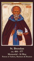 St. Brendan LAMINATED Prayer Card, 5-pack, with a Free Card of Jesus - £10.17 GBP