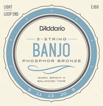 D&#39;Addario EJ69 5 string banjo strings phosphor bronze light 9-20 - £11.98 GBP