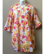 CANYON RIVER BLUES WOMEN'S LARGE BATIK PRINT SHIRT TUNIC TOP ABSTRACT FLORAL - £13.90 GBP