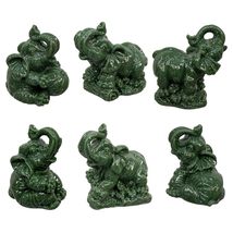 Kheops International Polyresin Feng Shui Figurine Elephants - Jade - Set/6 - £23.89 GBP