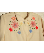 NORMAN AT HOME WEAR VTG WOMEN HOUSE COAT CREAM EMBROIDERED FLOWERS SHELL... - €16,45 EUR