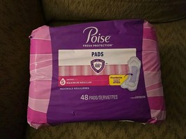 Poise Incontinent Pad 12.2 Inch Length Regular Length Maximum 48 Ct - £16.45 GBP