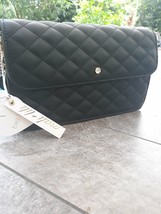Mali + Lili Crossbody Black Woven Zipper Bag Vegan Leather With Coin Bag - £27.53 GBP