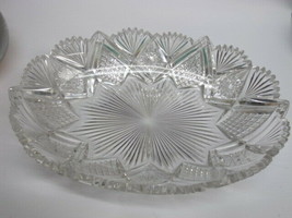 American Brilliant Period hand Cut Glass tray abp Hobstar antique Hand polished - $222.75