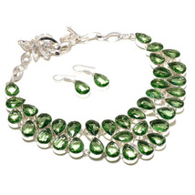 Green Amethyst Pear Shape Handmade Fashion Ethnic Necklace Set Jewelry SA 4561 - £15.17 GBP