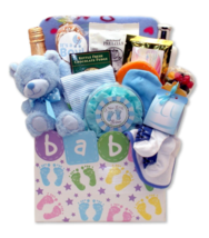 New Baby Celebration Gift Box - Blue | Baby Bath Set, Gift Basket, and Shower - £65.08 GBP