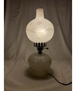 Vintage Frosted Glass  Floral Hurricane Parlor Boudoir Lamp &amp; Shade 15” ... - €36,51 EUR