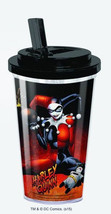 Harley Quinn Figure Acrylic Travel Cup with Flip Top Lid Batman NEW UNUSED - £7.76 GBP