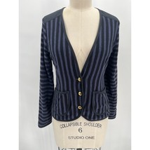 Marc by Marc Jacobs Sweatshirt Blazer Sz S Blue Black Striped Collarless... - £27.27 GBP