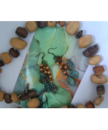 Wooden leaf earrings - $10.25