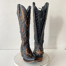 Lane Reverie Knee High Womens Cowboy Boots 6.5 Black Brown Western Cowgi... - $391.05