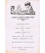 Program Christ Church Deer Park Toronto Marriage Service 1970 - $2.96