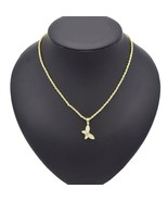 18k Layered real gold filled chain &amp; icedcut butterfly charm 22 inches - $20.51 CAD