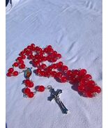 Divine Flame Red 8mm Glass Rosary – Silver Tone – Devotional Prayer Bead... - $545.44 MXN