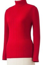 212 Collection Solid Ribbed Turtleneck Sweater Rowdy Red - £15.79 GBP