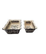 RARE 2  Black Flowers Floral Set Paisley Henna design Rectangle Bakers  ... - £33.07 GBP