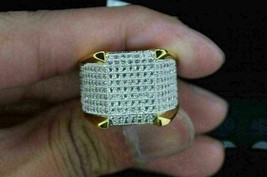 2.50Ct Redondo Corte Diamante Imitación Hombres Alianza Ring14k Amarillo Oro - £154.34 GBP