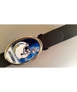 LOS ANGELES CHARGERS  Epoxy Buckle &amp; Black Bonded Leather Belt - $37.91 CAD