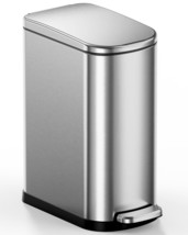 CEROELDA Silver Bathroom Trash Can with Lid-10L/2.6 Gallon Stainless Steel Step - $28.50